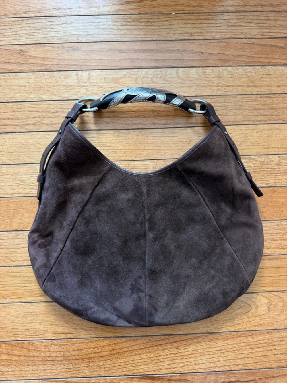 Yves Saint Laurent Rive Gauche Vintage Mombasa Suede Handbag - Picture 4 of 9